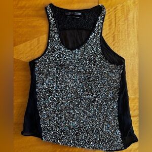 All Saints Black and Silver Sequin Tank Top